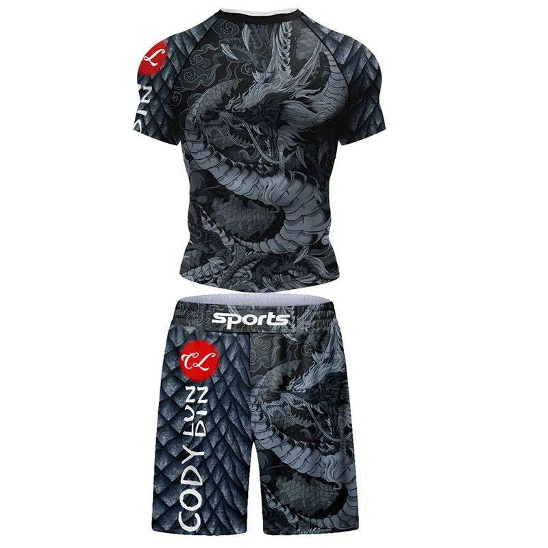 Mma Shorts Jiu Jitsu T-Shirt Pant Sets Rashguard Bjj Full Body Mens Women Compression Boxing Jerseys Rash Guard Clothing Suits