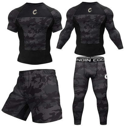 Black No Gi BJJ Jiu Jitsu T-Shirt +MMA Shorts Sets Boxing Rashguard for Men Jiu Jitsu Compression Workout Wear Sport Jerseys