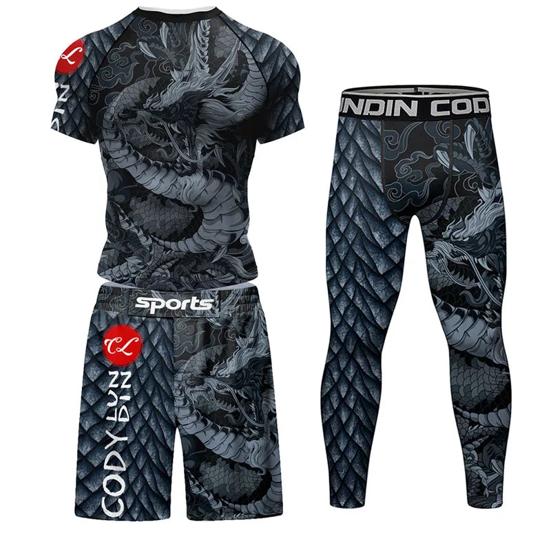 Mma Shorts Jiu Jitsu T-Shirt Pant Sets Rashguard Bjj Full Body Mens Women Compression Boxing Jerseys Rash Guard Clothing Suits