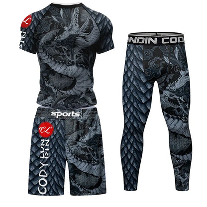 Mma Shorts Jiu Jitsu T-Shirt Pant Sets Rashguard Bjj Full Body Mens Women Compression Boxing Jerseys Rash Guard Clothing Suits