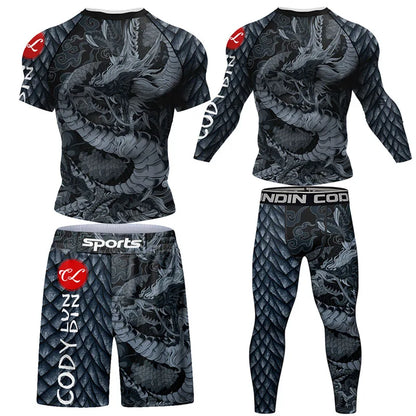 Mma Shorts Jiu Jitsu T-Shirt Pant Sets Rashguard Bjj Full Body Mens Women Compression Boxing Jerseys Rash Guard Clothing Suits