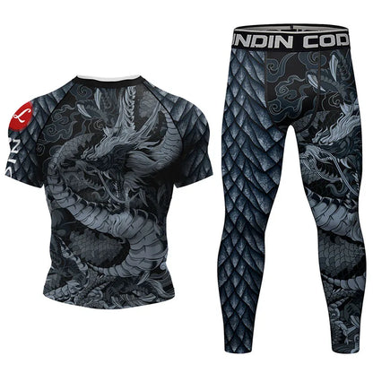 Mma Shorts Jiu Jitsu T-Shirt Pant Sets Rashguard Bjj Full Body Mens Women Compression Boxing Jerseys Rash Guard Clothing Suits