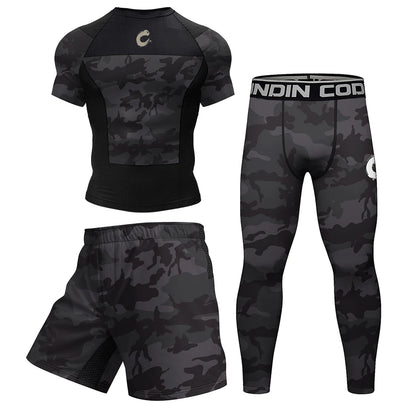 Black No Gi BJJ Jiu Jitsu T-Shirt +MMA Shorts Sets Boxing Rashguard for Men Jiu Jitsu Compression Workout Wear Sport Jerseys