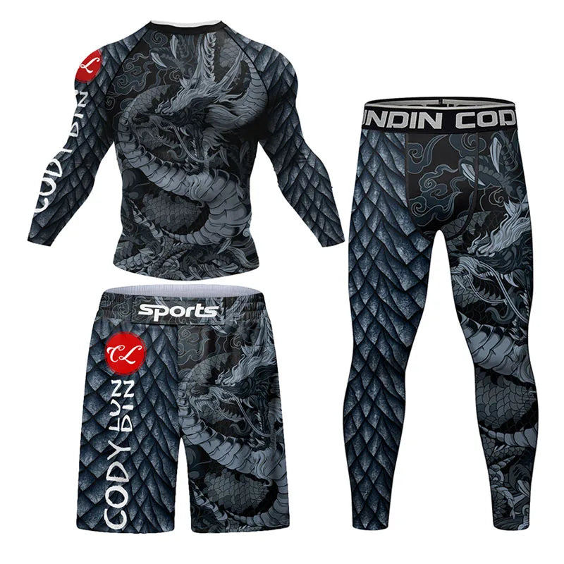 Mma Shorts Jiu Jitsu T-Shirt Pant Sets Rashguard Bjj Full Body Mens Women Compression Boxing Jerseys Rash Guard Clothing Suits