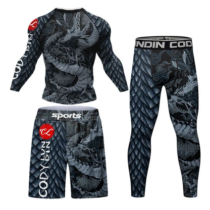 Mma Shorts Jiu Jitsu T-Shirt Pant Sets Rashguard Bjj Full Body Mens Women Compression Boxing Jerseys Rash Guard Clothing Suits