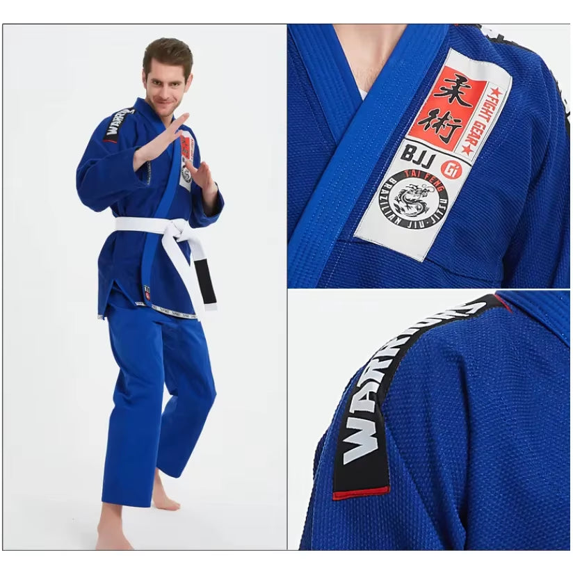 Brazilian Jiu Jitsu Gi Bjj Kimono Blue 450 Grams MMA Uniform Preshrunk Grappling Gis for Men Women with White Belt