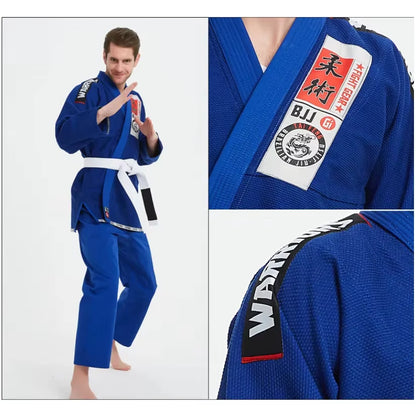 Brazilian Jiu Jitsu Gi Bjj Kimono Blue 450 Grams MMA Uniform Preshrunk Grappling Gis for Men Women with White Belt