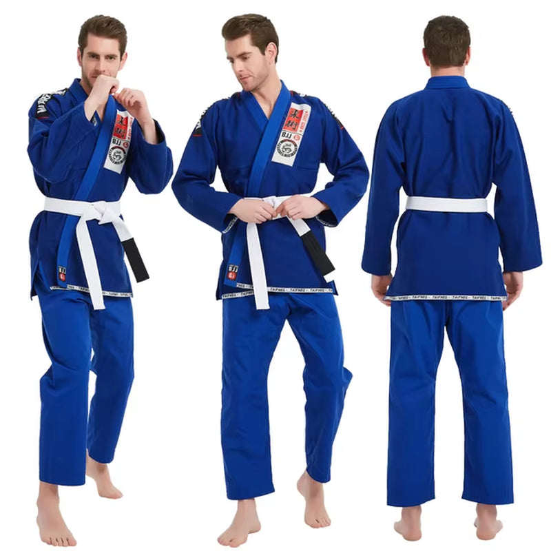 Brazilian Jiu Jitsu Gi Bjj Kimono Blue 450 Grams MMA Uniform Preshrunk Grappling Gis for Men Women with White Belt
